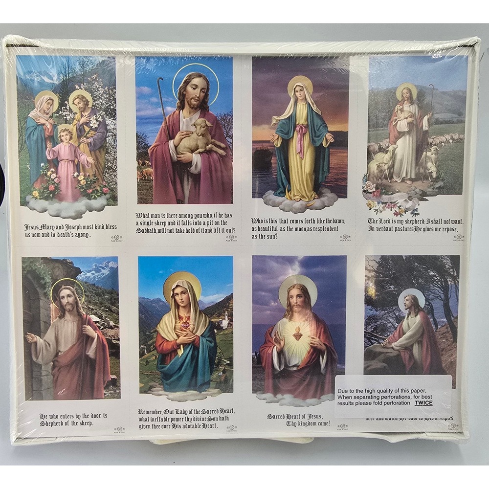 Catholic Holy Prayer Cards Perforated Sheet 8-Up Images Made in Italy NEW 30 ct.